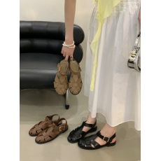 批发2025韩系编织平底罗马凉鞋女夏新款包头后绊带女士凉鞋