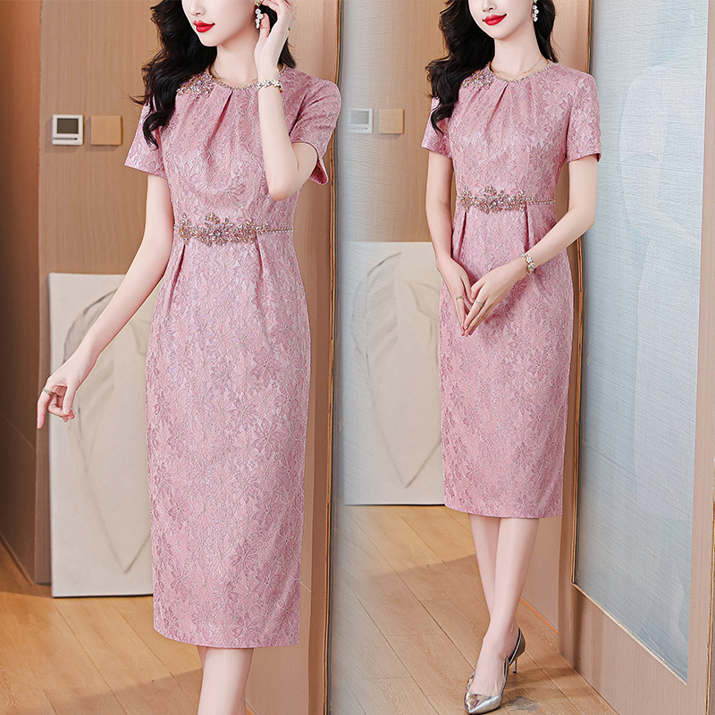MY5447# 新款气质喜婆婆婚宴装端庄优雅结婚妈妈礼服连衣裙女裝貨源服裝...