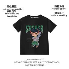 批发新款潮酷插口袋哪吒2纯色短袖儿童哪吒卡通上衣洋气百搭休闲T恤衫