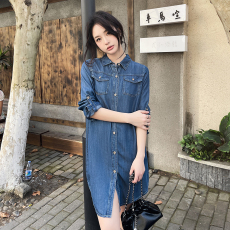 批发实拍好质量轻奢莱赛尔翻领收腰显瘦简约气质舒适天丝牛仔<b class='q'>连衣裙</b>