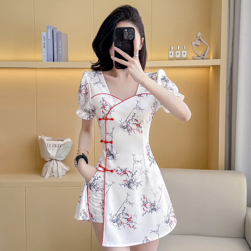 FA36603# 弹力夏季新款法式时尚设计感收腰显瘦连衣裙套装 服裝批發女裝批發服飾貨源