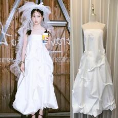 批发新款法式简约轻<b class='q'>婚纱</b><b class='q'>新娘</b>敬酒服小众高级感抹胸森系白色订婚礼服裙