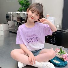 女童短袖T恤2025新款洋气女孩夏装儿童网红时髦上衣夏季渐变半袖