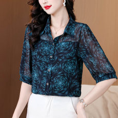 批发2026夏季新品女士<b class='q'>雪纺</b><b class='q'>衬衫</b>新款气质减龄时尚妈妈洋气花色<b class='q'>衬衣</b>女