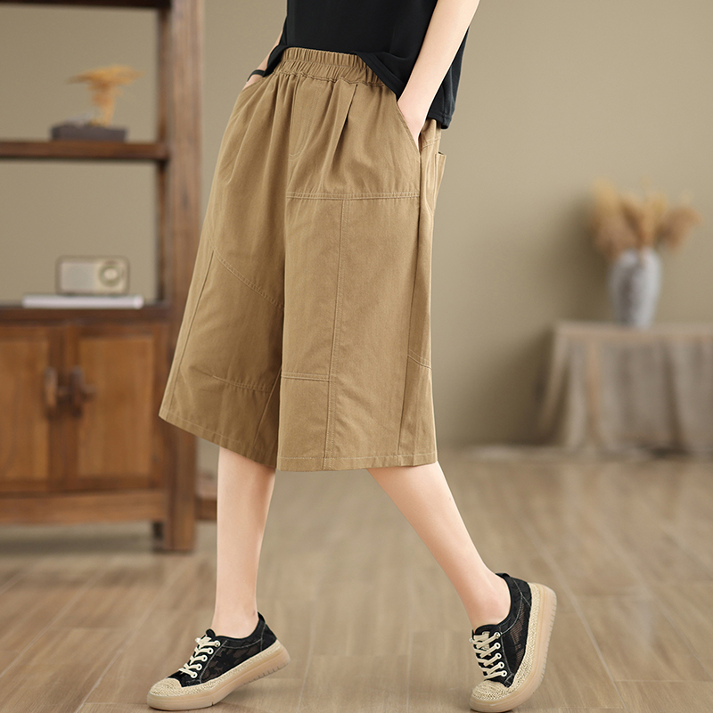 실사 2026 여름 새로운 면 100% 빅 사이즈 불규칙 자르기 캐주얼 슬림해 보이는 오부 바지 루즈핏 와이드 레깅스 바지