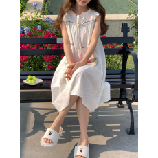 实拍实价 韩系纯棉圆点荷叶木耳边背心家居服睡衣套装睡裙连衣裙