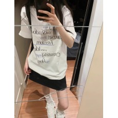 批发21支纯棉210克100%棉短袖T恤女宽松<b class='q'>大码</b>印花