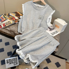 批发蕾丝花边运动服风时尚套装女夏季<b class='q'>新款</b>小个子<b class='q'>短裤</b>两件套
