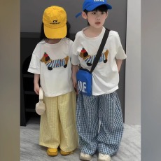 批发韩范痞帅小男童夏季<b class='q'>套装</b>女孩时尚短袖T恤长裤兄妹装<b class='q'>幼儿</b>园姐弟装5
