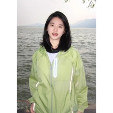 批发好质量荧果绿色连帽防晒衣女夏季户外遮阳防紫外线凉感宽松防晒服