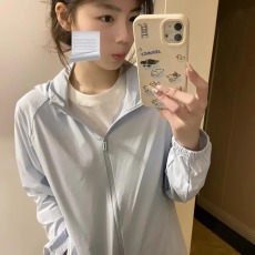 批发好质量夏日蓝色轻薄透气防晒衣女新款连帽<b class='q'>户外</b>运动骑行防晒服外套