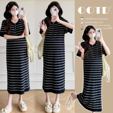 批发实拍~#<b class='q'>孕妇</b><b class='q'>夏装</b>网红时尚2025新款<b class='q'>休闲</b>宽松条纹针织<b class='q'>孕妇</b><b class='q'>连衣裙</b>