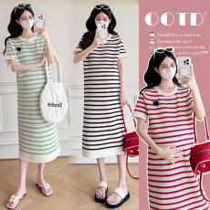 批发实拍~2026夏季新款韩版时尚镂空爱心宽松显瘦网红条纹连衣裙