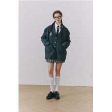 批发2025春夏美式复古学院风<b class='q'>牛仔</b>休闲jk西装外套女韩系百搭小众西服