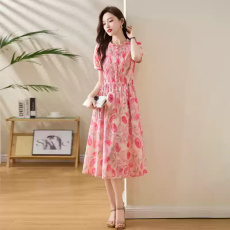 批发纯棉连衣裙2025夏新款衣服大码女装100%全棉品牌气质碎花连身裙子
