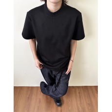 批发美式褶皱<b class='q'>男士</b>短袖t恤夏季设计感剪裁<b class='q'>正</b>肩五分袖重磅硬挺boxy上衣