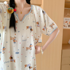 批发韩国ins简约云朵棉加长加宽卡通印花可爱少女可外穿舒适睡眠睡裙