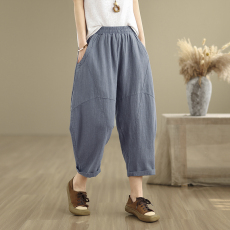 批发实拍图<b class='q'>女</b>式灯笼裤2026新款显瘦棉麻九分跨裤<b class='q'>女</b><b class='q'>哈伦裤</b>宽松大码胖mm