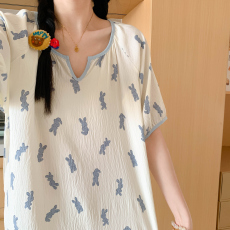 批发韩国ins简约云朵棉加长加宽卡通印花可爱少女可外穿舒适睡眠睡裙