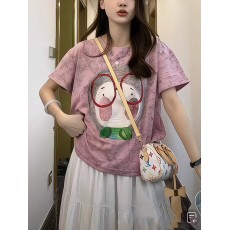 卡通晕染印花短袖t恤女夏季宽松慵懒风休闲百搭圆领半袖体恤上衣