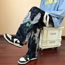 批发潮牌<b class='q'>嘻哈</b>街头小熊涂鸦直筒休闲裤男女日系复古宽松百搭阔腿运动裤