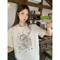 批发实拍~大码立体手工贝壳水母印花短袖<b class='q'>T</b><b class='q'>恤</b>女2025夏胖MM韩系简约上衣