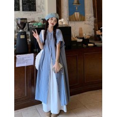 批发日系甜美叠穿<b class='q'>套装</b>女夏季设计感格子衬衫连衣裙蕾丝半身裙两件套