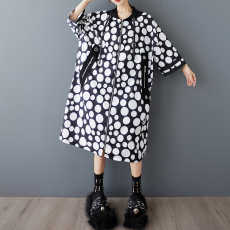 批发实拍秋季波点<b class='q'>印花</b>宽松休闲小众设计感时尚潮服度假风拉链连帽风衣