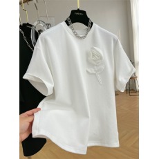 批发奥特莱斯~正品<b class='q'>特价</b>重工立体花朵纯棉重磅圆领短袖T恤女夏新款上衣