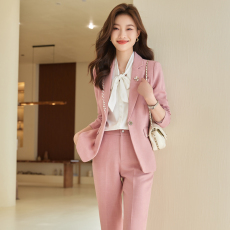批发高端杏色西装套装女春秋职业装<b class='q'>气质</b>主持人正装<b class='q'>珠宝</b>店美容院工作服