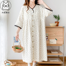 批发带胸垫纯棉纱布月子服女孕妇睡衣春秋哺乳服夏孕期产后家居裙长裙