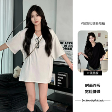 批发孕妇装<b class='q'>夏</b>装新款V领短袖T恤韩版宽松时尚孕妈纯色休闲上衣