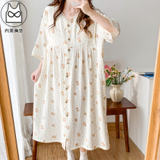 批发带胸垫纯棉纱布月子服女孕妇睡衣春秋哺乳服夏孕期产后家居裙长裙