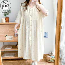批发带胸垫纯棉纱布月子服女孕妇睡衣春秋哺乳服夏孕期产后家居裙长裙