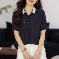 批发限价+12+小视频 立领<b class='q'>衬衫</b>女夏季2026时尚洋气减龄职业休闲上衣