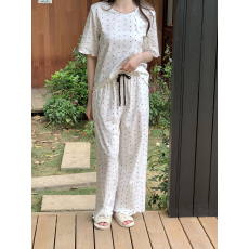 批发实拍<b class='q'>大码</b>睡衣套<b class='q'>装</b> 夏日新款INS小蝴蝶结纯棉针织套头家居服