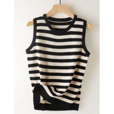 批发冰丝条纹针织吊带背心女<b class='q'>夏季</b>遮肚子内搭无袖打底上衣新款