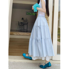 批发<b class='q'>大码</b>实拍2026春夏新款蝴蝶结绑带半身裙女高腰显廋拼色蓬蓬蛋糕裙