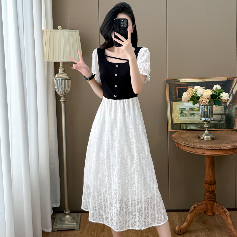 MY5840# 夏季新款法式收腰显瘦减龄连衣裙女裝貨源服裝批發