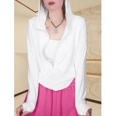 批发夏季新款洋气连帽长袖<b class='q'>卫衣</b><b class='q'>女士</b>时尚拉链开衫上衣显瘦冰感防晒外套
