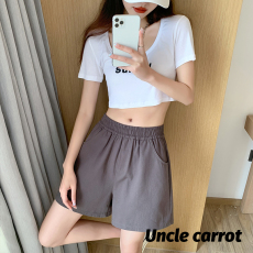 批发<b class='q'>女裤</b><b class='q'>糖果</b><b class='q'>色</b>短裤2025年夏季女高腰夏小个子阔腿运动裤休闲短裤