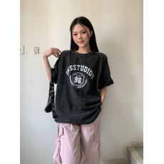 批发实拍实价  时髦<b class='q'>街头</b>风重工水洗做旧慵懒宽松显瘦短袖字母大T恤