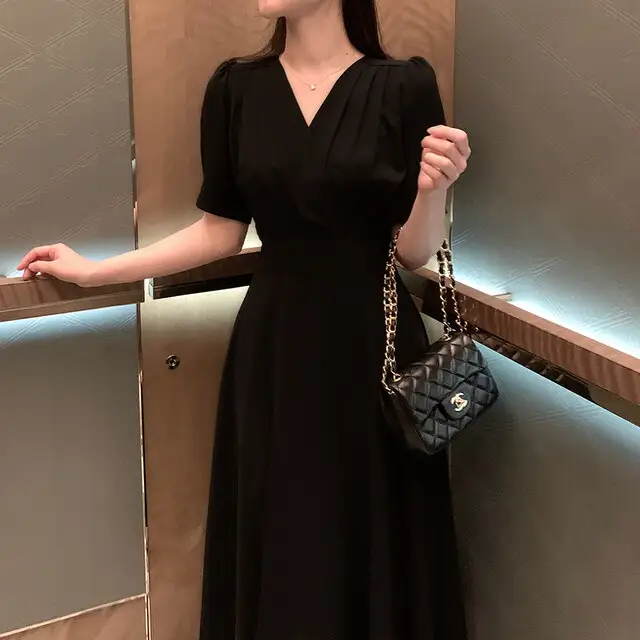 프렌치 스타일 V넥 퍼프소매 원피스 상세 이미지 56