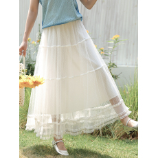 批发蕾丝网纱半身裙女<b class='q'>夏季</b>2026新款高腰a字气质蓬蓬蛋糕纱裙时尚套装