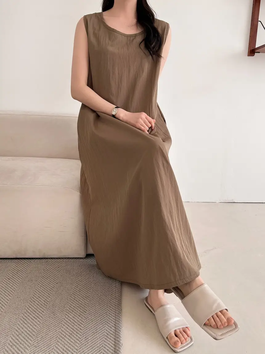 프렌치 미니멀 원피스 민소매 라운드넥 상세 이미지 14
