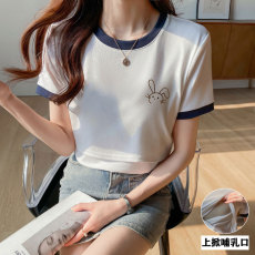 批发实拍 哺乳纯棉T恤<b class='q'>夏</b>季产后亲肤显瘦喂奶打底上衣辣妈孕妇月子