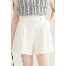 批发实拍白色休闲西装短裤<b class='q'>女</b>夏季a字小个子高腰宽松显瘦阔腿裤子