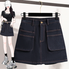 批发实拍夏新款大码宽松防走光牛仔短裙裤胖MM显瘦时尚A字半身裙