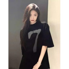 批发官图 21支纯棉210克100%棉美式复古黑色短袖t恤女印花