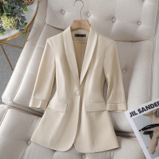 批发白色西装外套女薄款职业装2025春季新款女神范<b class='q'>雪纺</b>小个子西服上衣